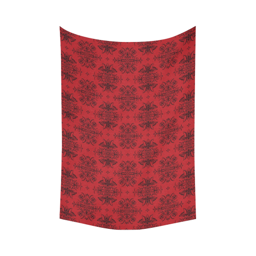 Wall Flower in Aurora Red by Aleta Cotton Linen Wall Tapestry 90"x 60"