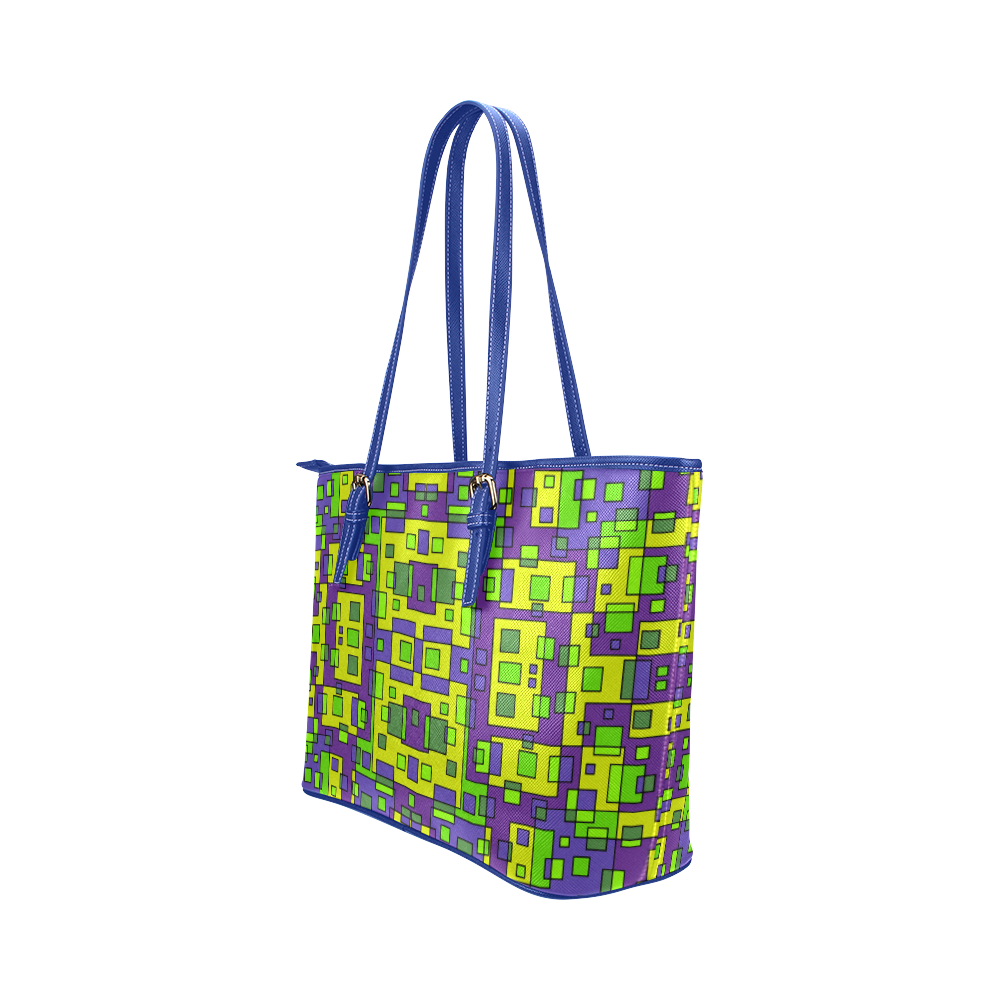 Overlap squares Leather Tote Bag/Large (Model 1651)