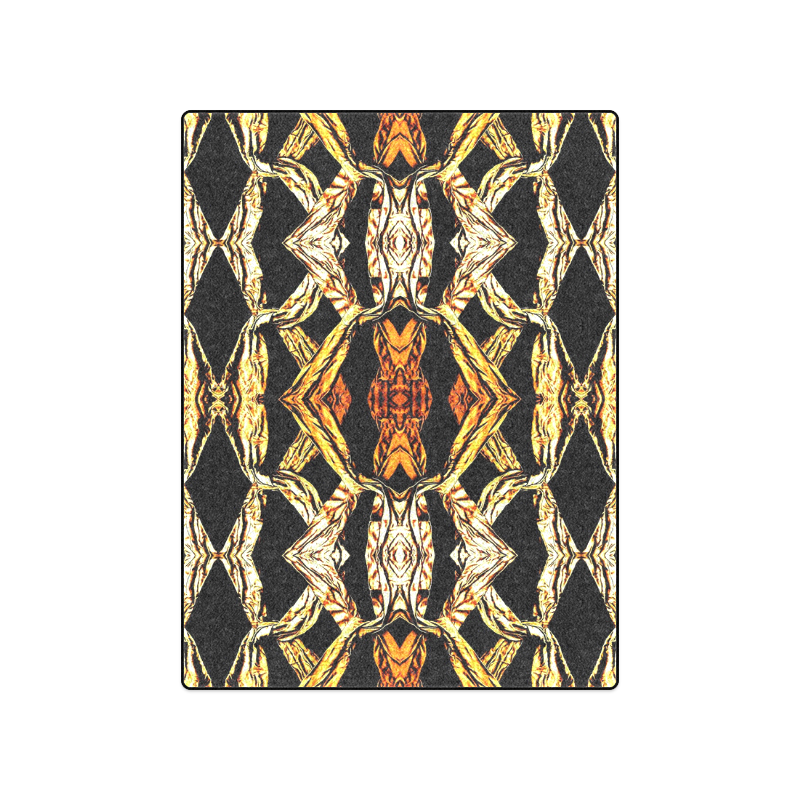 Elegant Oriental Pattern Black Gold Blanket 50"x60"