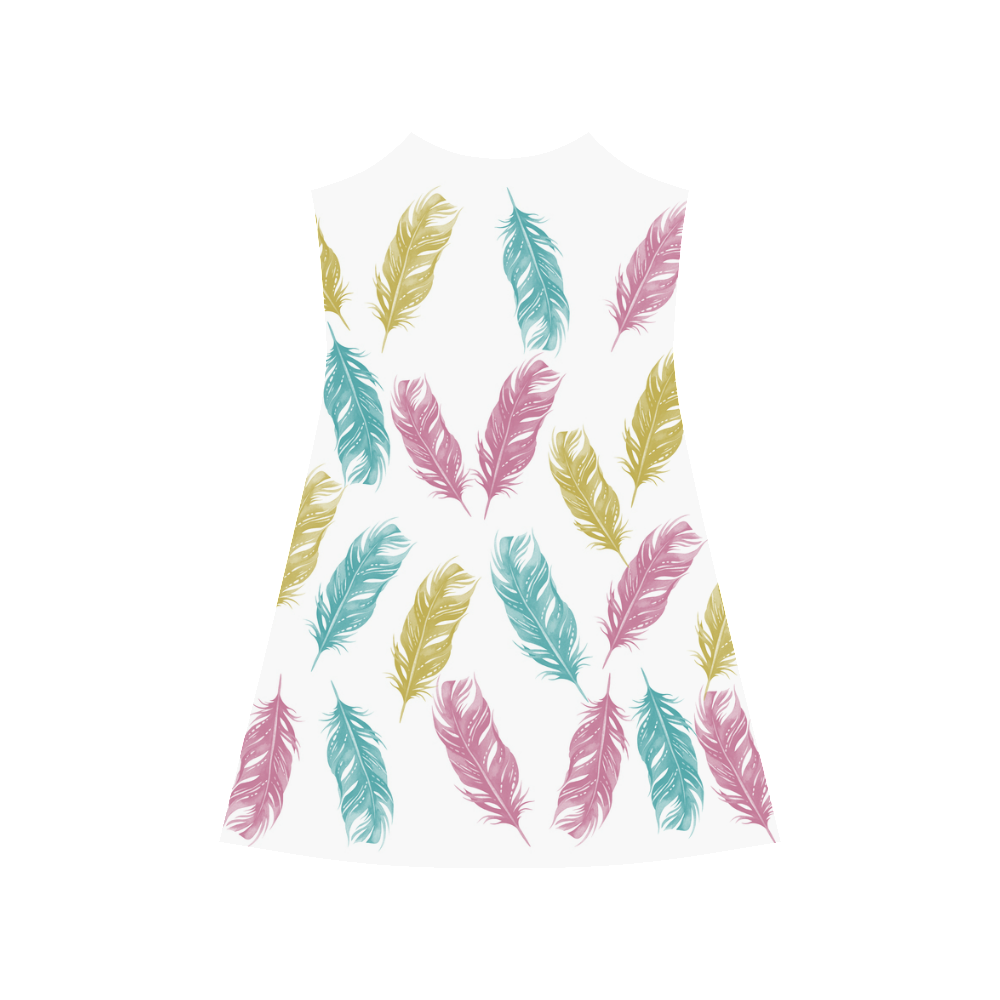 feathers pattern Alcestis Slip Dress (Model D05)