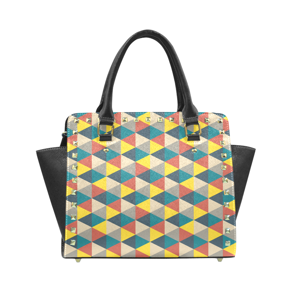 Colorful geometric   - design and vector Rivet Shoulder Handbag (Model 1645)