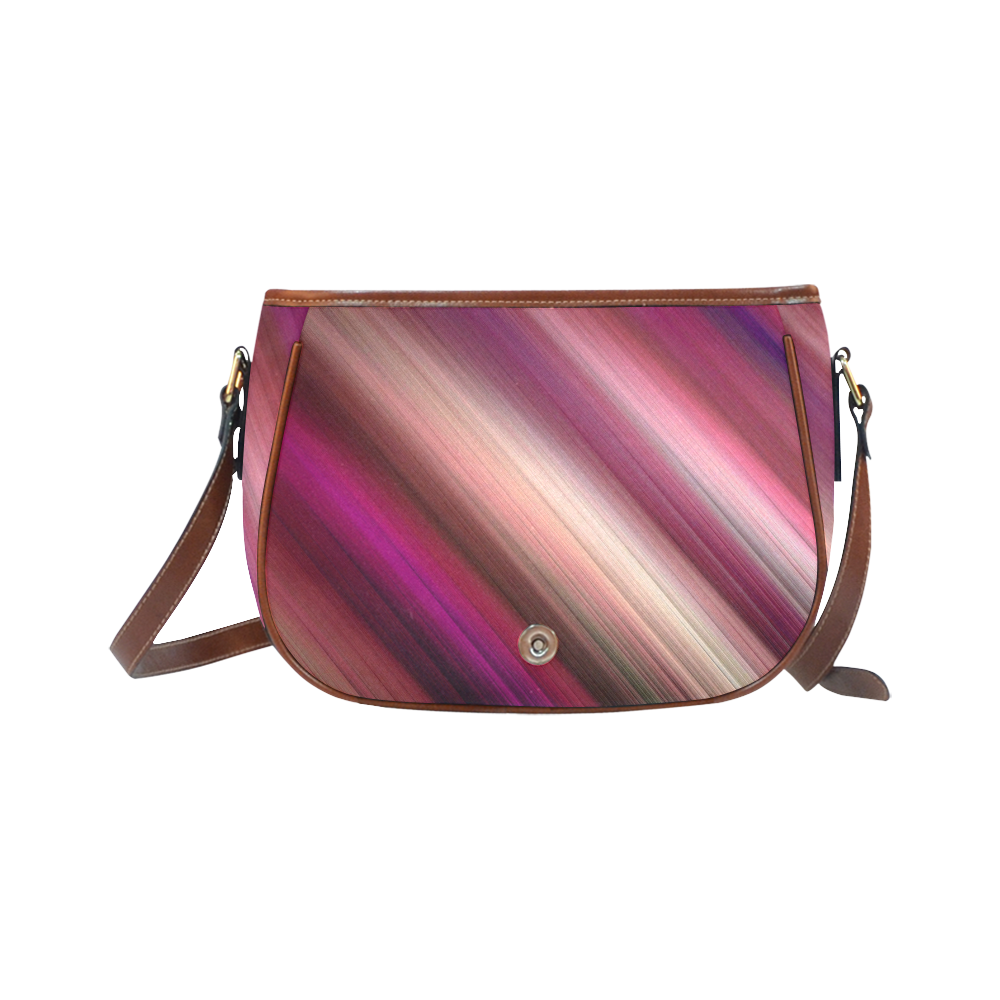 Pink Red Burgundy Gradient Diagonal Stripes Saddle Bag/Small (Model 1649) Full Customization