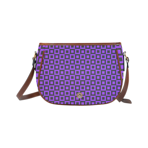 Purple and black squares Saddle Bag/Large (Model 1649)
