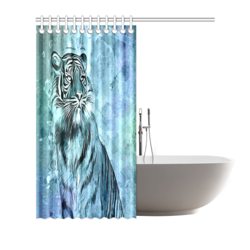 Watercolor Tiger Shower Curtain 72"x72"