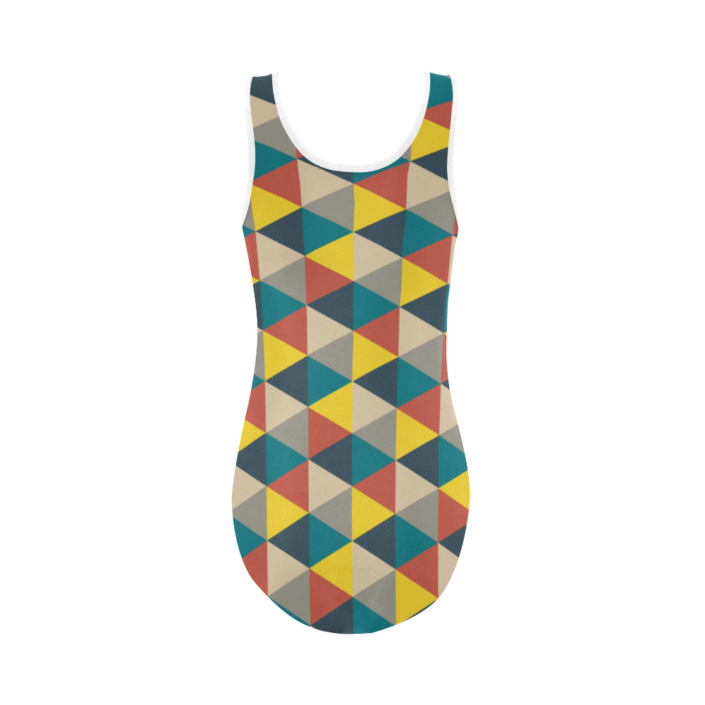Colorful geometric   - design and vector Vest One Piece Swimsuit (Model S04)