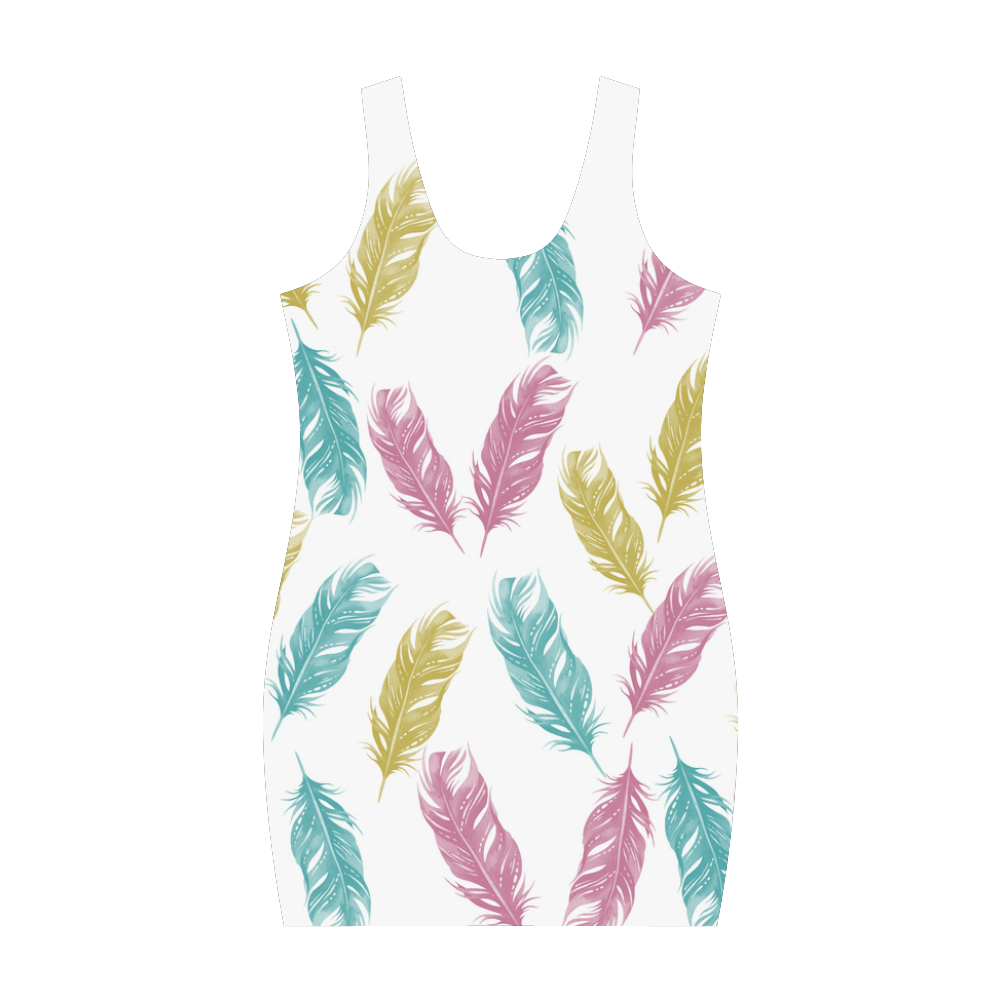 feathers pattern Medea Vest Dress (Model D06)