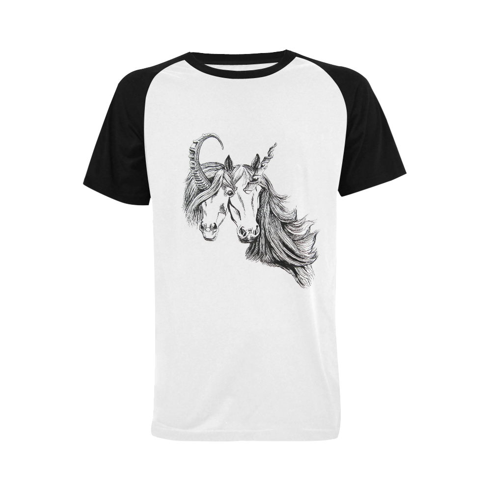 conjoined unicorns raglan Men's Raglan T-shirt Big Size (USA Size) (Model T11)