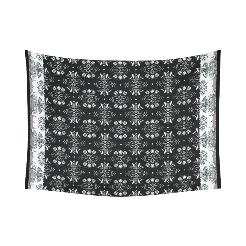 Wall Flower White and Black Drama by Aleta Cotton Linen Wall Tapestry 80"x 60"