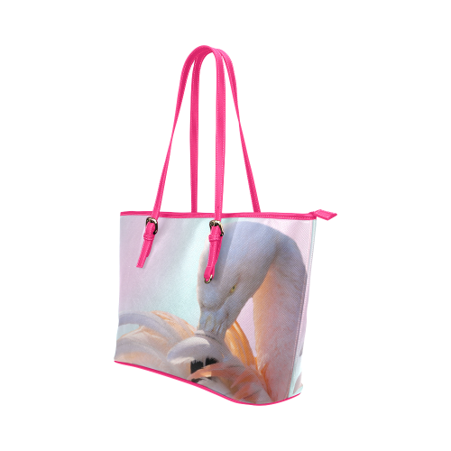 Flamingo Pink Mint Leather Tote Bag/Large (Model 1651)