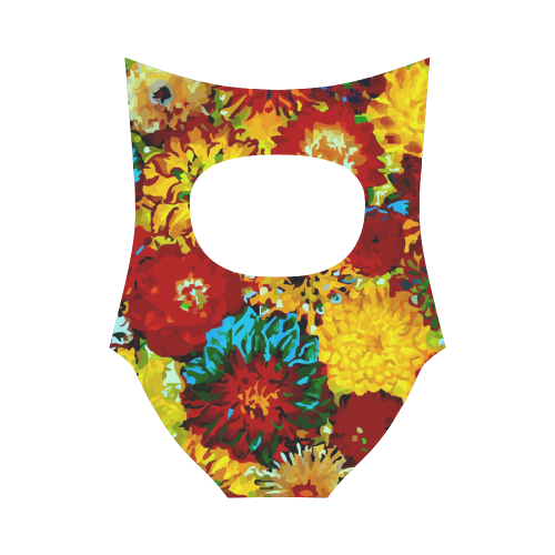 Beautiful Colorful Dahlia Flower Art Strap Swimsuit ( Model S05)
