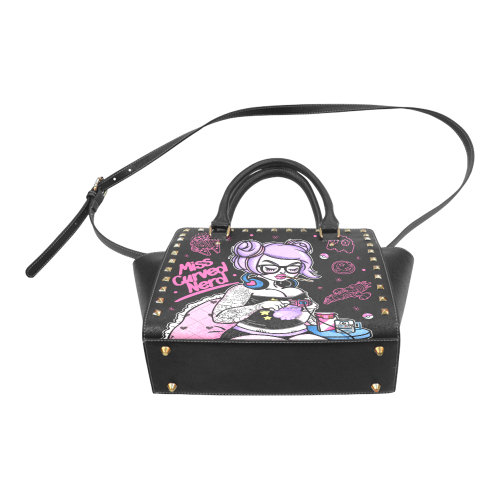 Miss Curvy Nerd Studded Bag Rivet Shoulder Handbag (Model 1645)