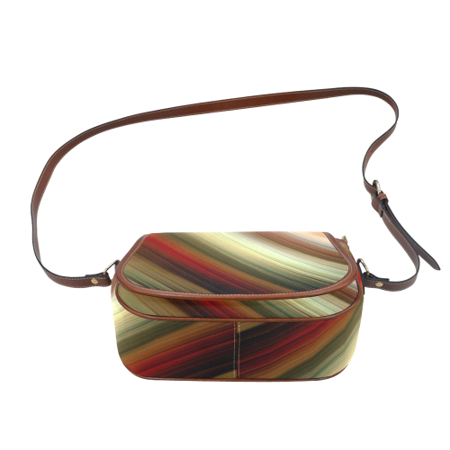 Fall Time Colored Gradient Diagonal Stripes Saddle Bag/Small (Model 1649) Full Customization