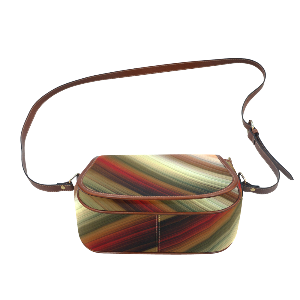 Fall Time Colored Gradient Diagonal Stripes Saddle Bag/Large (Model 1649)