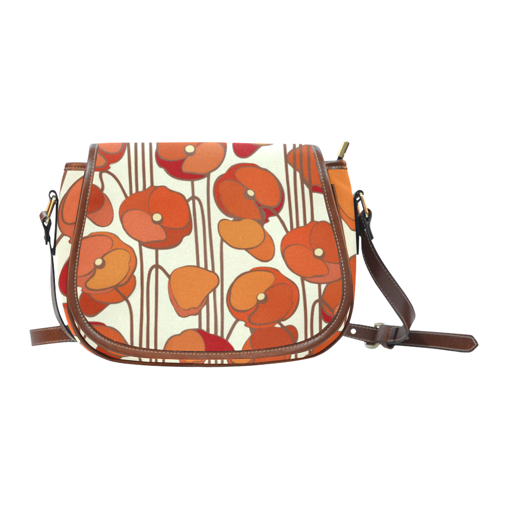 Red Poppies Cute Vintage Art Deco Saddle Bag/Small (Model 1649) Full Customization