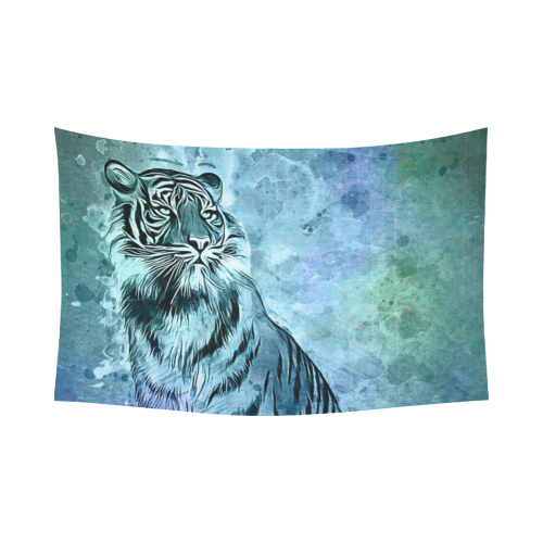 Watercolor Tiger Cotton Linen Wall Tapestry 90"x 60"