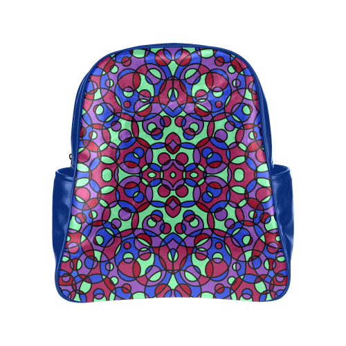 Kaleidoscope circles Multi-Pockets Backpack (Model 1636)