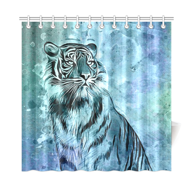 Watercolor Tiger Shower Curtain 72"x72"