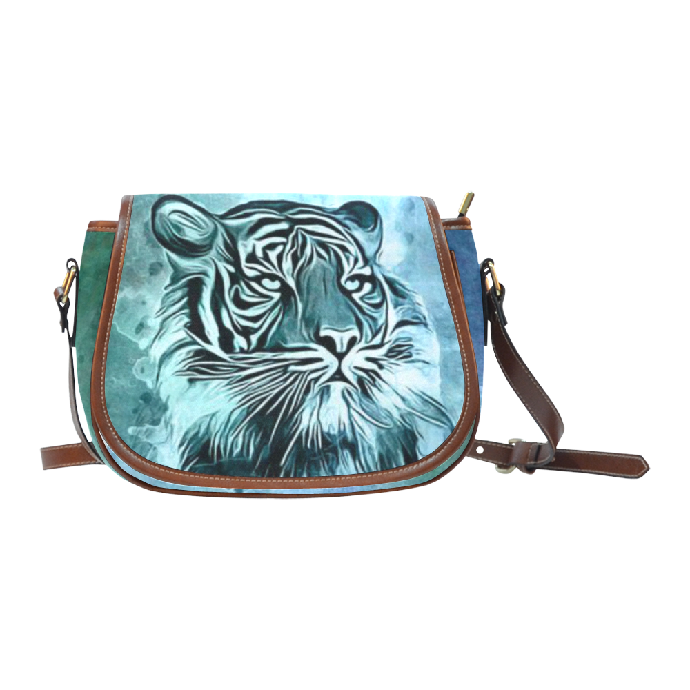 Watercolor Tiger Saddle Bag/Small (Model 1649) Full Customization
