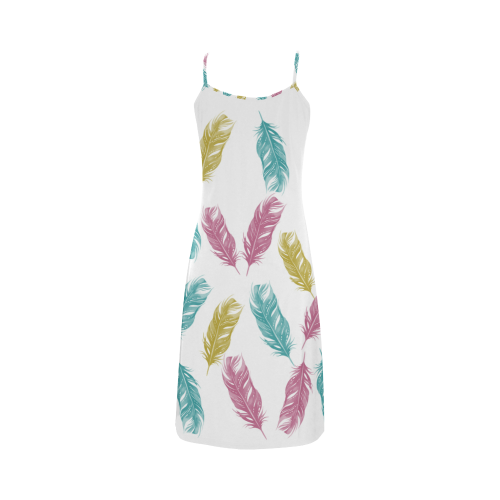 feathers pattern Alcestis Slip Dress (Model D05)