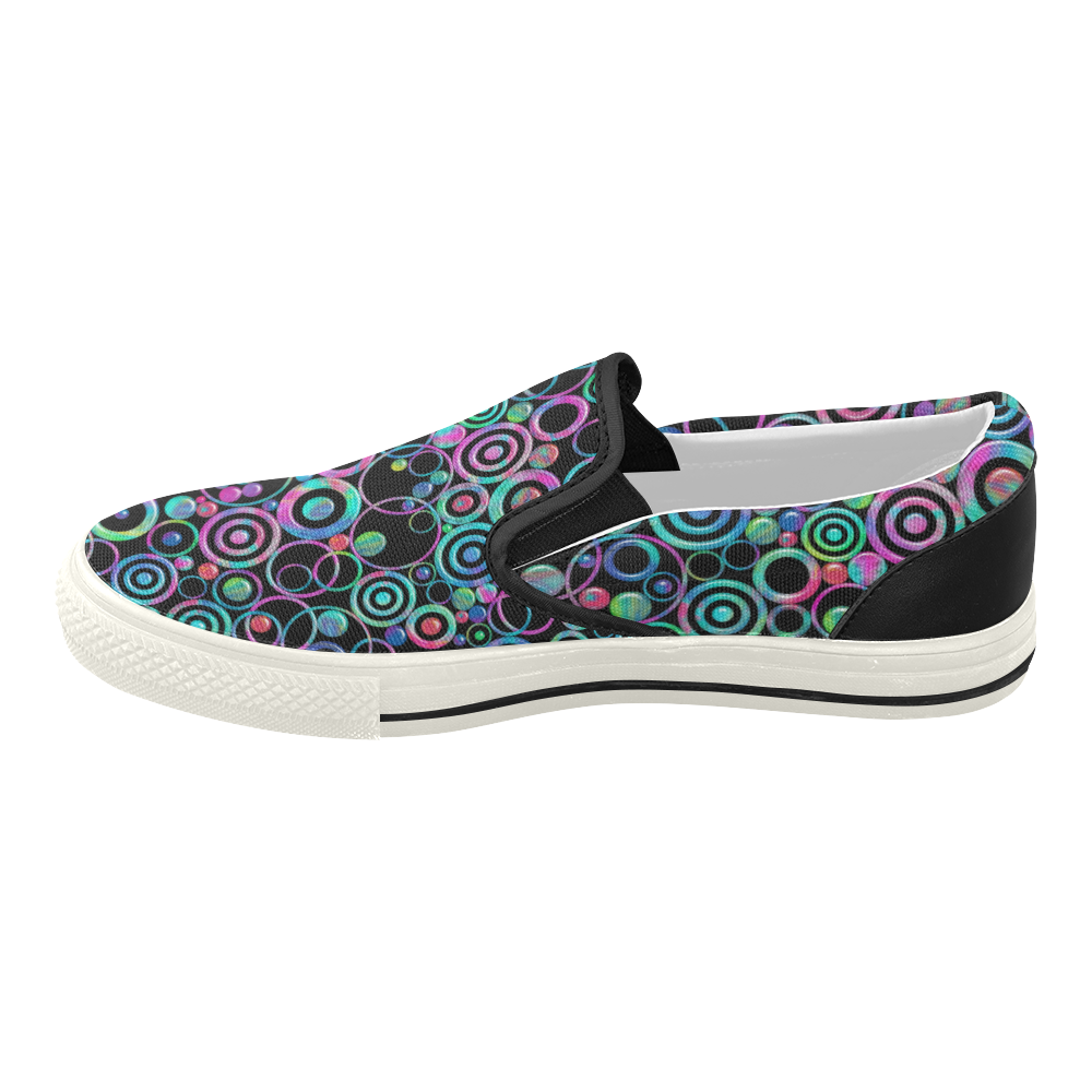 Psychedelic Circles and Targets by ArtformDesigns Women's Slip-on Canvas Shoes (Model 019)