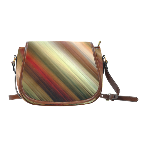 Fall Time Colored Gradient Diagonal Stripes Saddle Bag/Large (Model 1649)