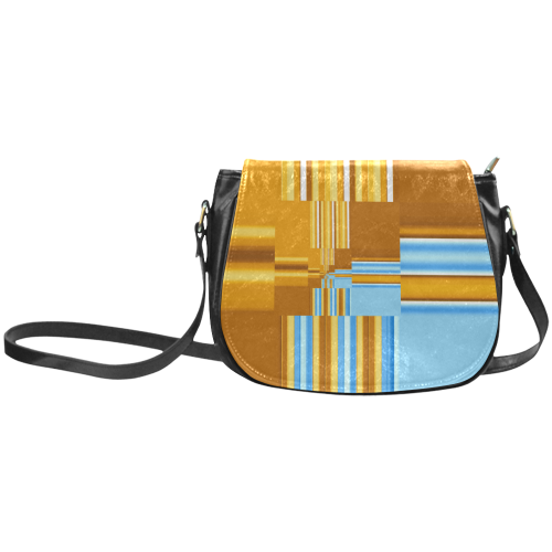Endless Windows Stripes Gold Blue Classic Saddle Bag/Small (Model 1648)