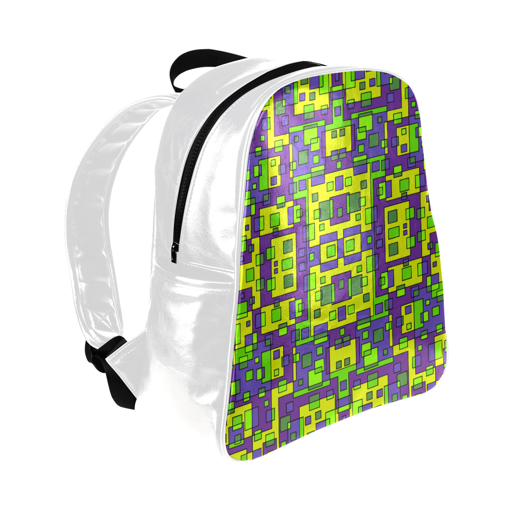 Overlap squares Multi-Pockets Backpack (Model 1636)