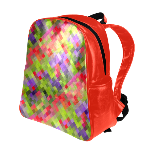 Colorful Mosaic Multi-Pockets Backpack (Model 1636)