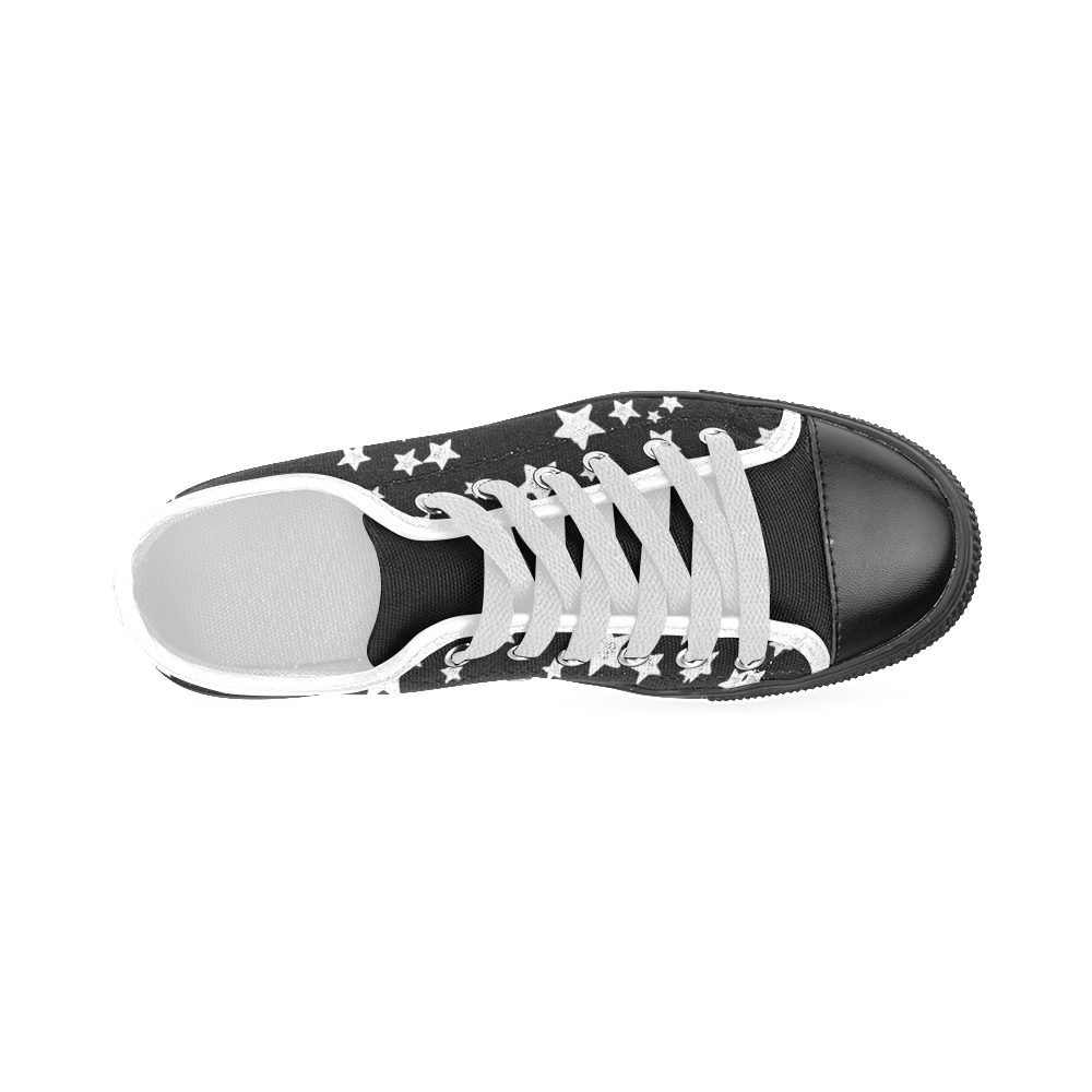 Black and White Starry Pattern Men's Classic Canvas Shoes (Model 018)