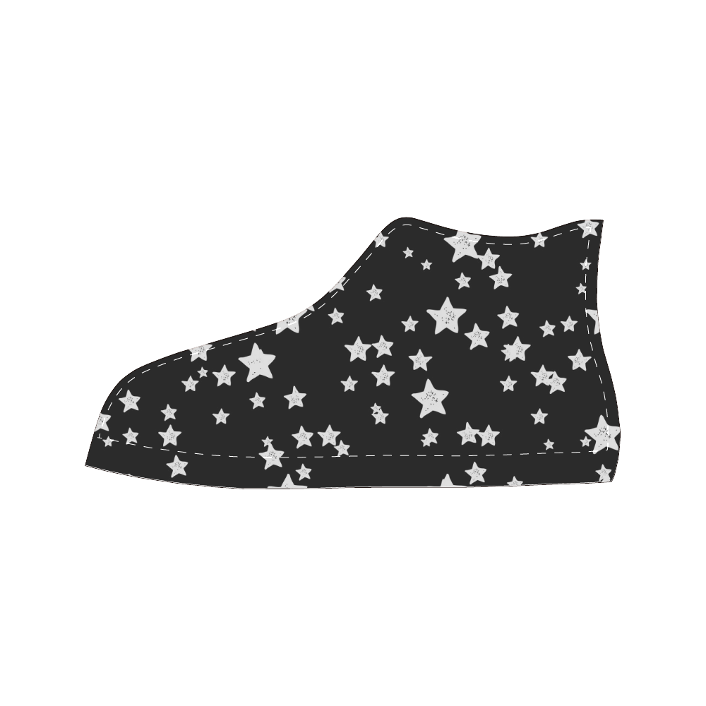 Black and White Starry Pattern Men’s Classic High Top Canvas Shoes (Model 017)