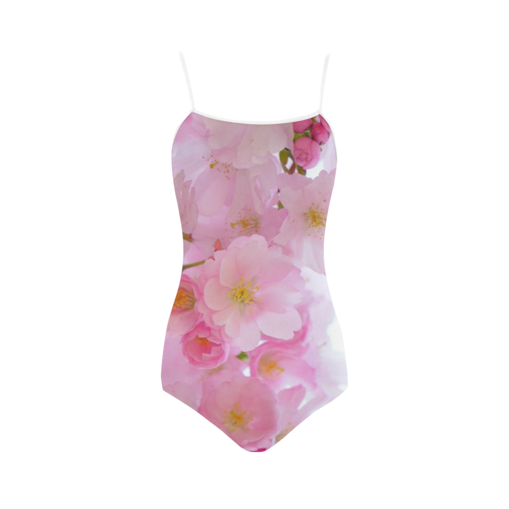 Wonderful Pink Japanese Cherry Tree Blossoms Strap Swimsuit ( Model S05)