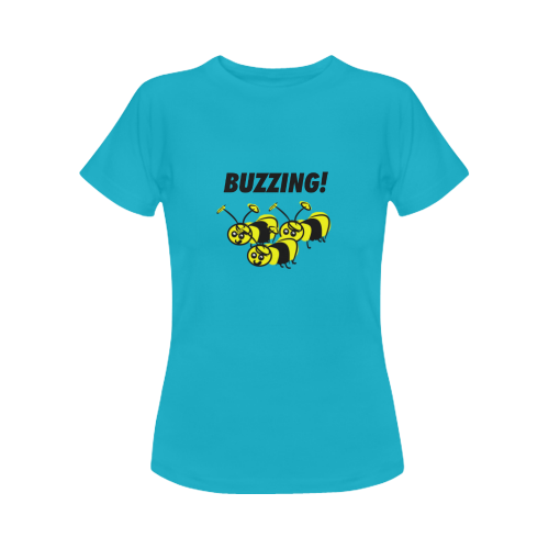 bees BUZZING women  blue t-shirt Women's Classic T-Shirt (Model T17）
