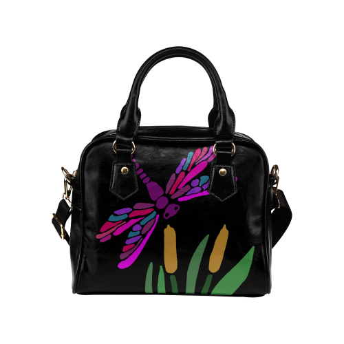 Colorful Dragonfly Abstract Art Shoulder Handbag (Model 1634)