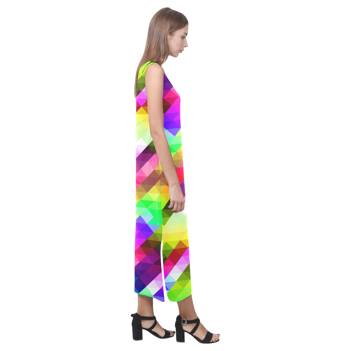 ABSTRACT FRAGMENTS Phaedra Sleeveless Open Fork Long Dress (Model D08)