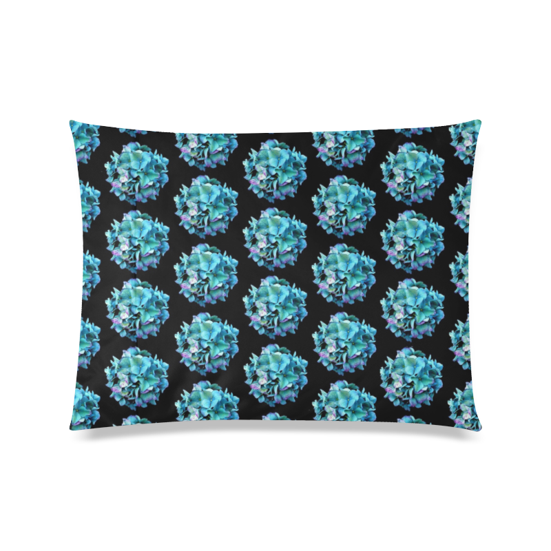 Green Blue Hydrangea Pattern Custom Zippered Pillow Case 20"x26"(Twin Sides)