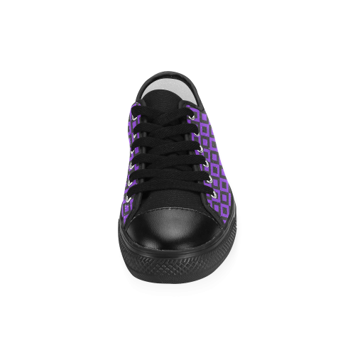 Purple and black squares Women's Classic Canvas Shoes (Model 018)