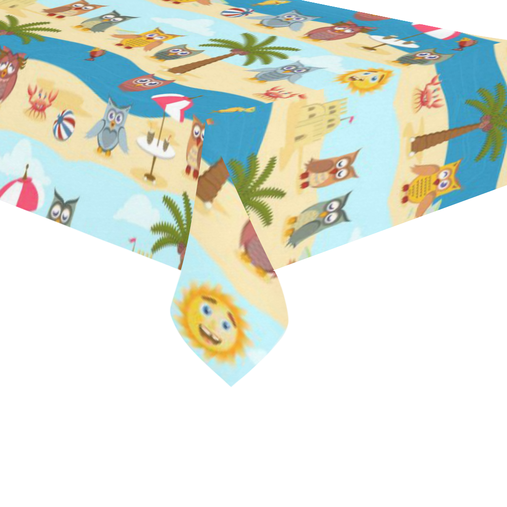 summer owls Cotton Linen Tablecloth 60"x120"