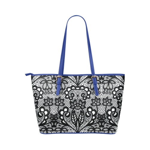 Pretty lace ! Leather Tote Bag/Large (Model 1651)