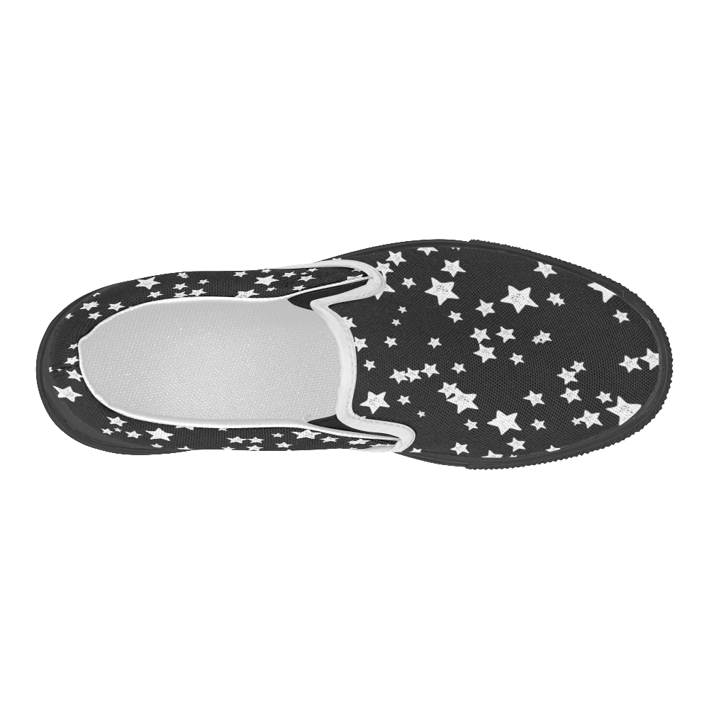 Black and White Starry Pattern Women's Slip-on Canvas Shoes (Model 019)