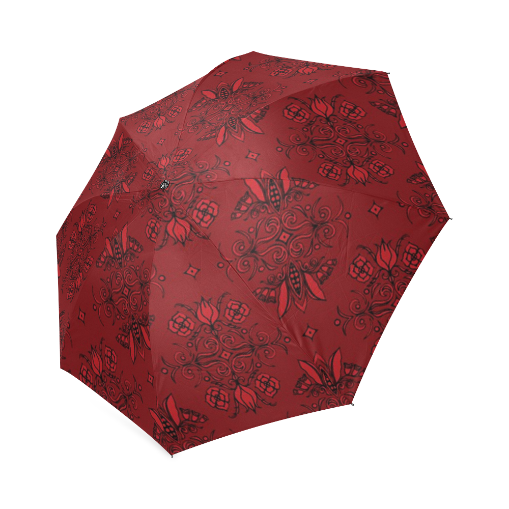 Wall Flower in Aurora Red Drama by Aleta Foldable Umbrella (Model U01)