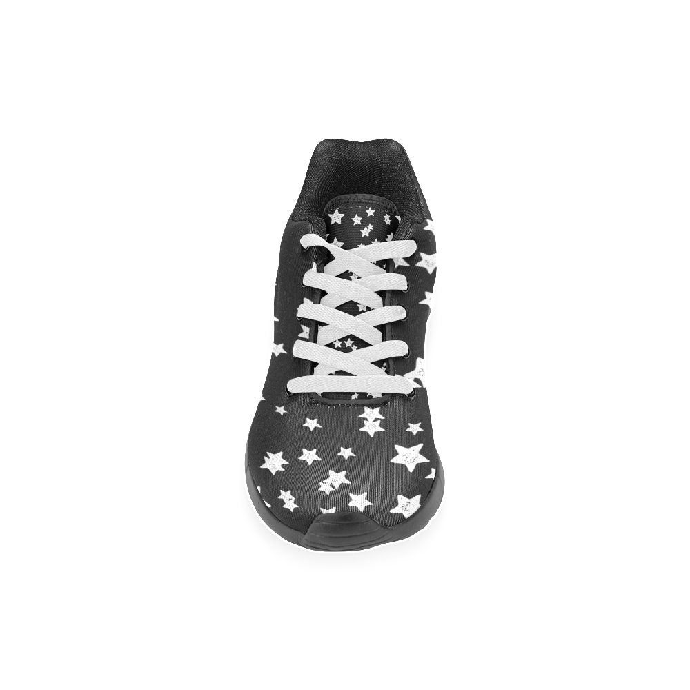 Black and White Starry Pattern Women’s Running Shoes (Model 020)