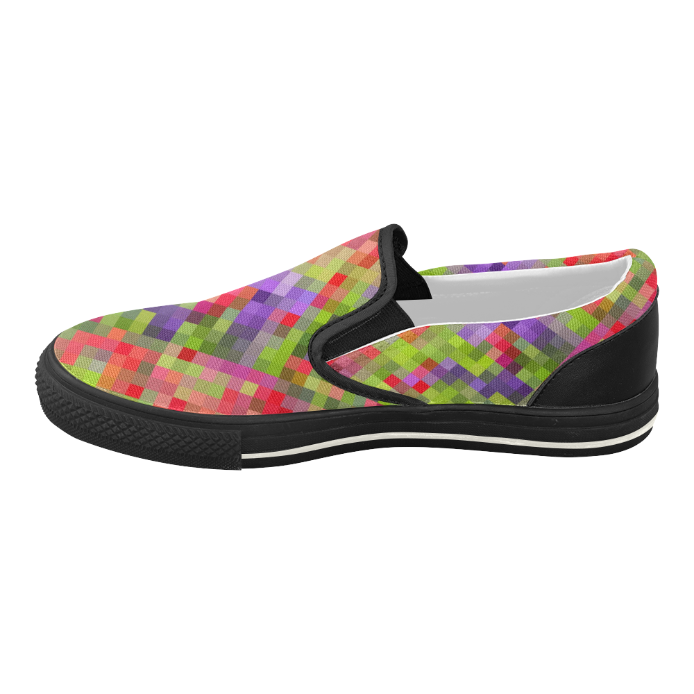 Colorful Mosaic Women's Slip-on Canvas Shoes (Model 019)