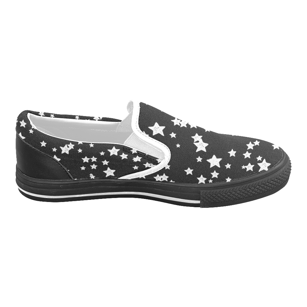 Black and White Starry Pattern Men's Slip-on Canvas Shoes (Model 019)