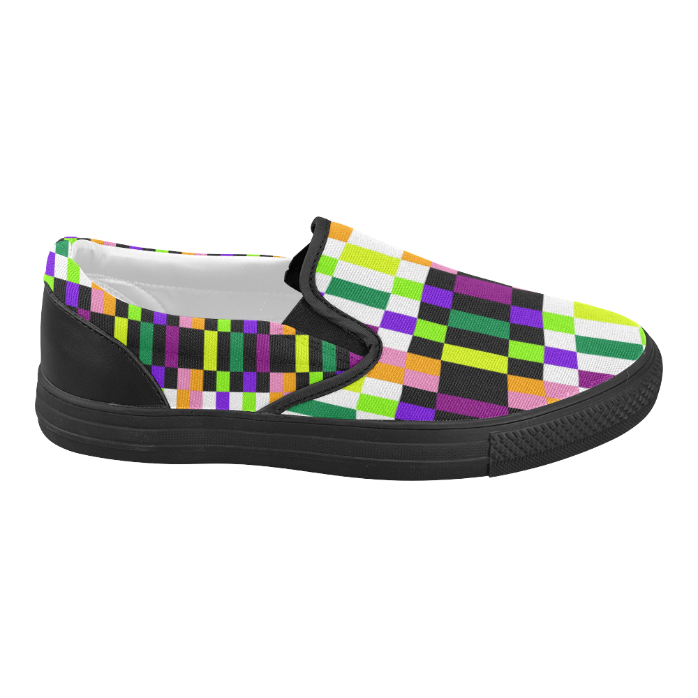 Colorful geometry Women's Slip-on Canvas Shoes (Model 019)