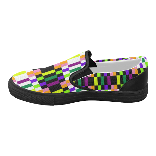 Colorful geometry Women's Slip-on Canvas Shoes (Model 019)
