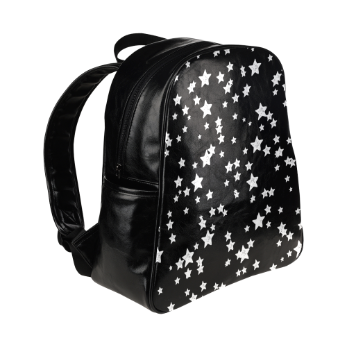 Black and White Starry Pattern Multi-Pockets Backpack (Model 1636)