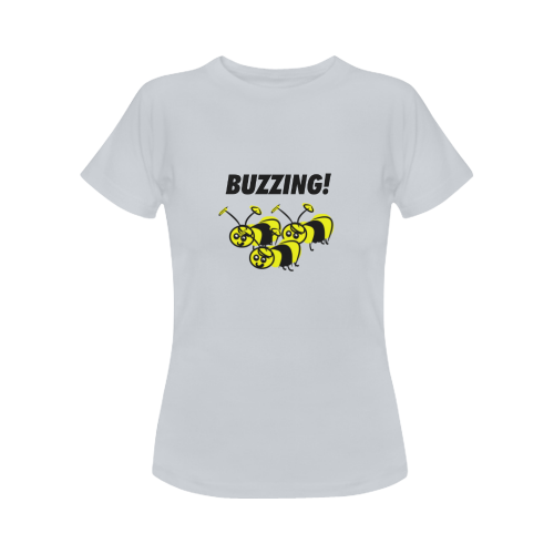 bees BUZZING women grey t-shirt Women's Classic T-Shirt (Model T17）