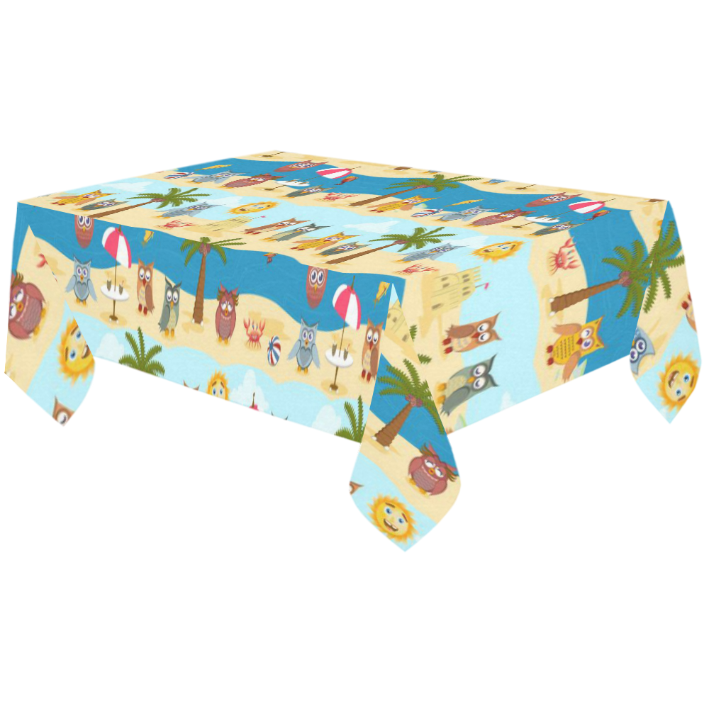 summer owls Cotton Linen Tablecloth 60"x120"