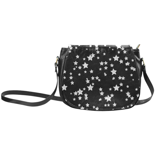 Black and White Starry Pattern Classic Saddle Bag/Large (Model 1648)