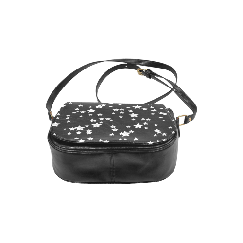 Black and White Starry Pattern Classic Saddle Bag/Large (Model 1648)